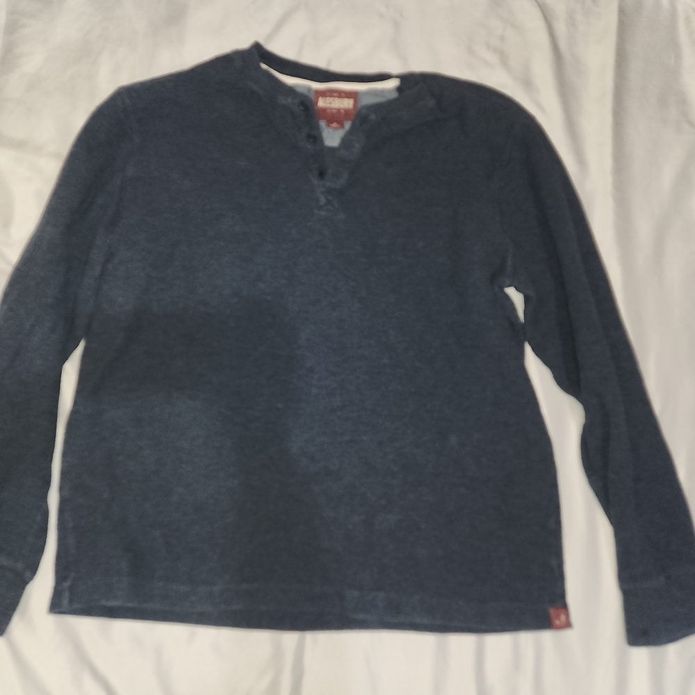 Men's Blue Long Sleeve Henley Shirt